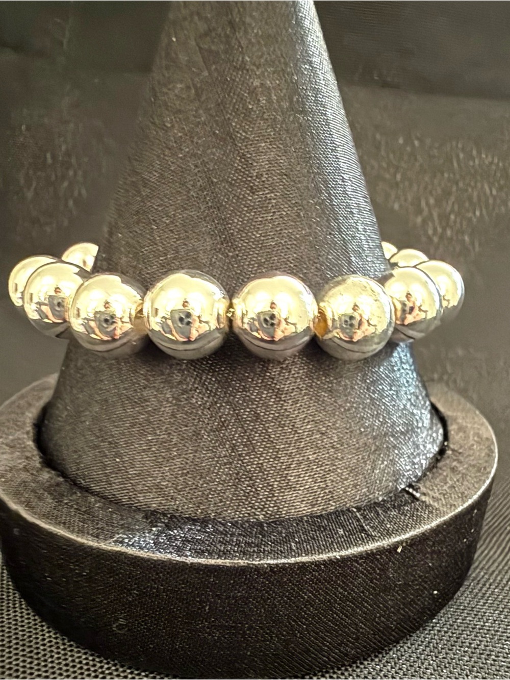 Lauren Ralph Lauren Silver Tone Beaded Bracelet Toggle Clasp Polished Ball